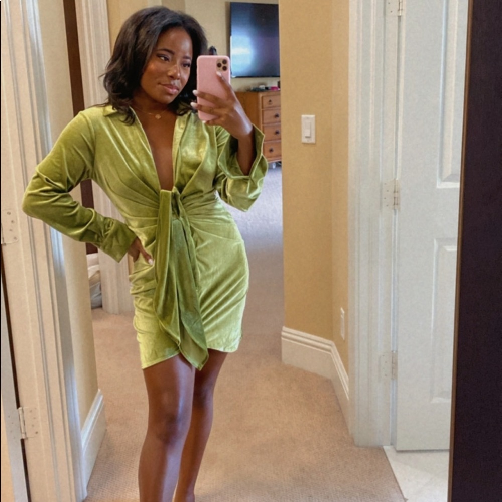 Green velvet dress